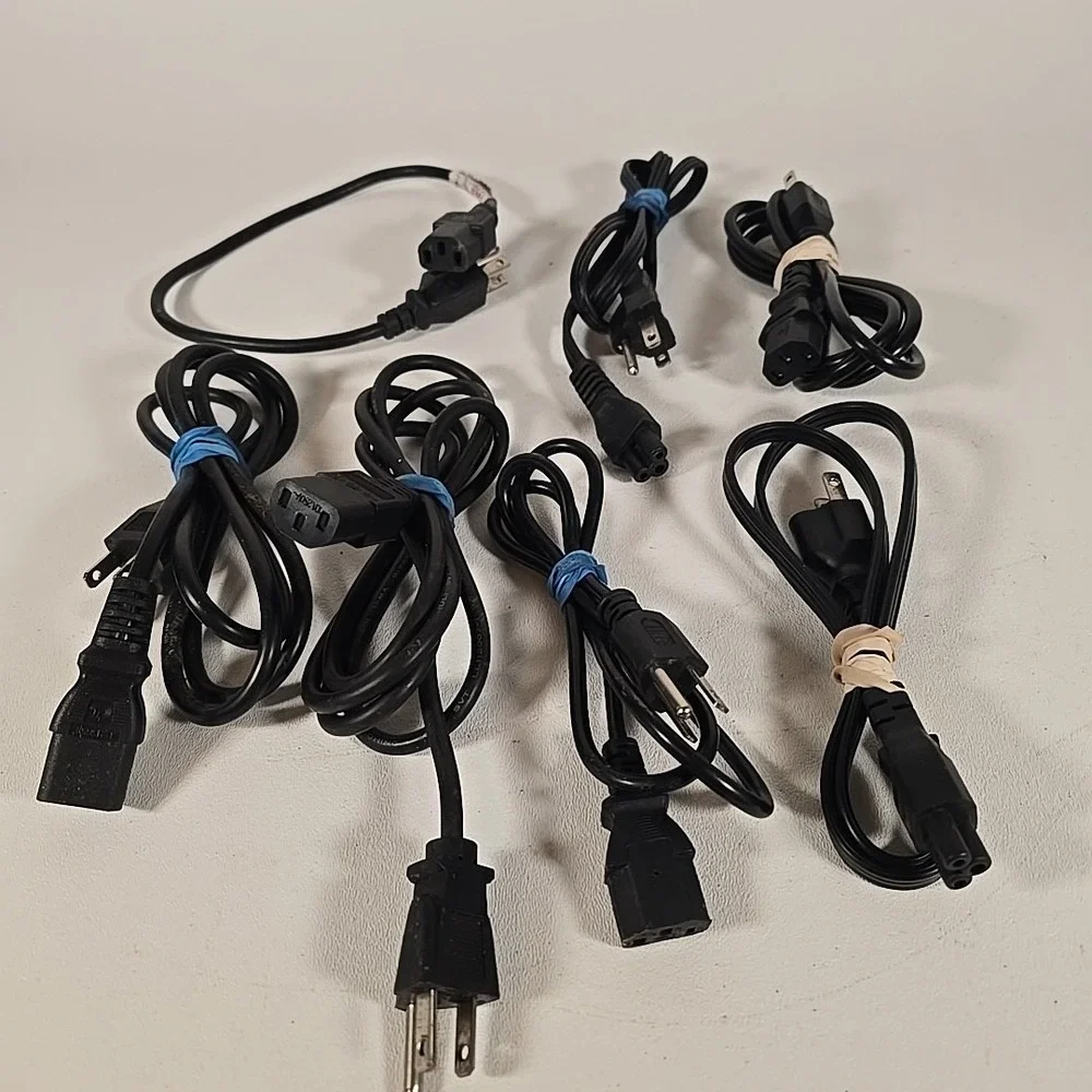 Lot of 7 - 3 Prong Power Cables Assorted Length PC, Computer Printer‎ Power Cord